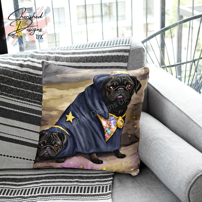 Magical Black Pug Decorative Cushion & Covers