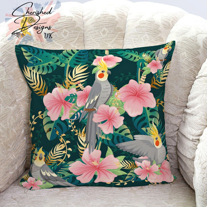 Tropical Grey Cockatiels Decorative Cushion & Covers