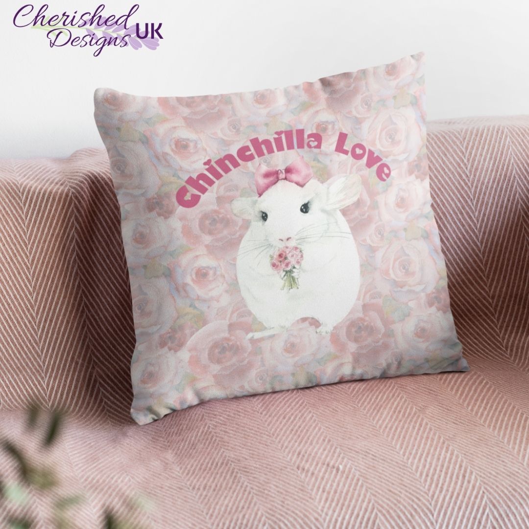 Pink chinchilla throw pillows